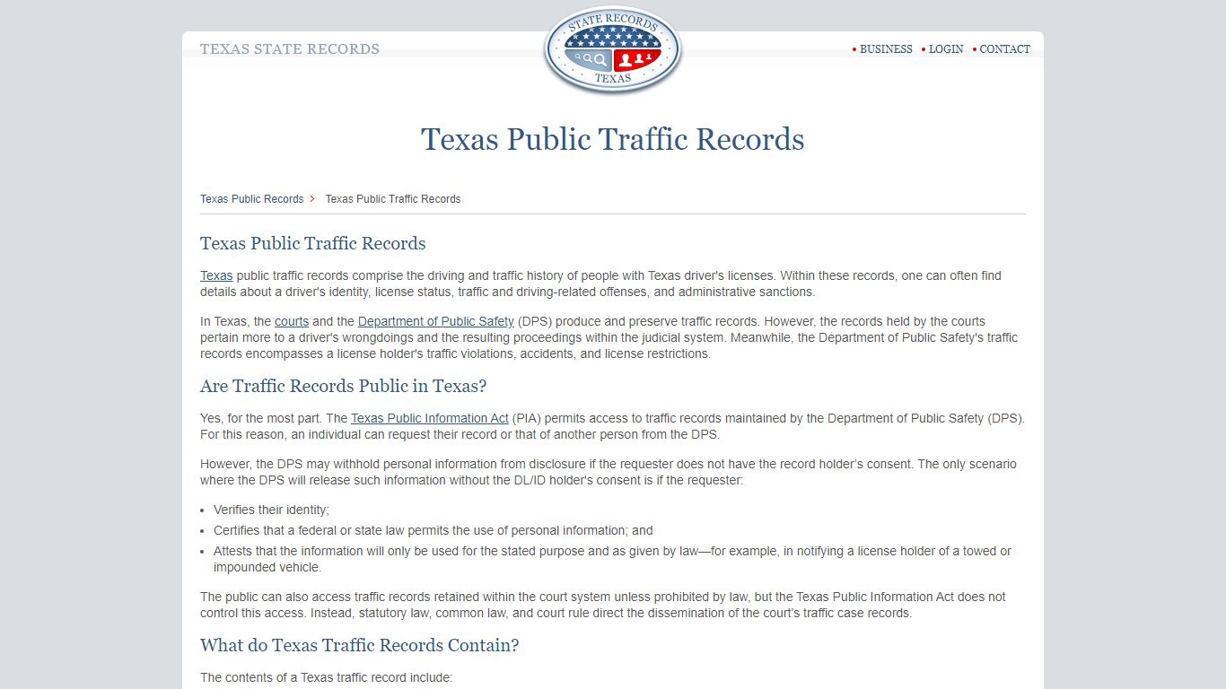 Texas Public Traffic Records | StateRecords.org